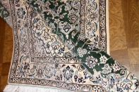 ナイン産のソファー前サイズ手織りペルシャグリーン色59013