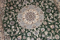 ナイン産のソファー前サイズ手織りペルシャグリーン色59013