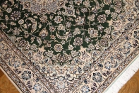 ナイン産のソファー前サイズ手織りペルシャグリーン色59013