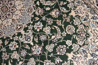 ナイン産のソファー前サイズ手織りペルシャグリーン色59013