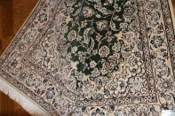 ナイン産のソファー前サイズ手織りペルシャグリーン色59013