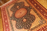 激安ペルシャ絨毯、センターラグシルク手織りクム産地43004