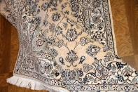 ハンドメイドペルシャ絨毯ナイン産ラグシルクとウール59015