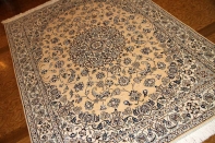 ハンドメイドペルシャ絨毯ナイン産ラグシルクとウール59015