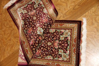 あがりかまち手織りペルシャ絨毯クムシルク32978