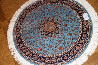 シルクの丸い形カシャーン産地手織りペルシャ絨毯2438631