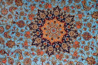 シルクの丸い形カシャーン産地手織りペルシャ絨毯2438631