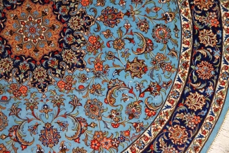 シルクの丸い形カシャーン産地手織りペルシャ絨毯2438631