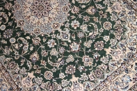 ペルシャ絨毯ナイン産ソファー前サイズグリーン色59021