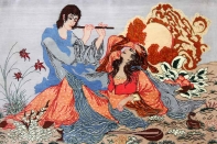 ピクチャーデザインシルククムペルシャ絨毯50011