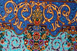 最高級手織りシルクペルシャ絨毯玄関マットクム248236