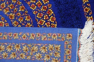 最高級手織りシルクペルシャ絨毯玄関マットクム248369