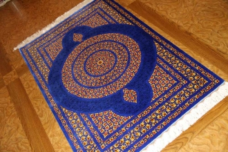 最高級手織りシルクペルシャ絨毯玄関マットクム248369