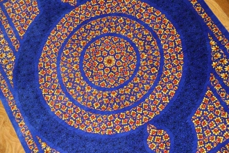 最高級手織りシルクペルシャ絨毯玄関マットクム248369