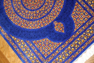 最高級手織りシルクペルシャ絨毯玄関マットクム248369