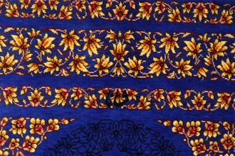 最高級手織りシルクペルシャ絨毯玄関マットクム248369