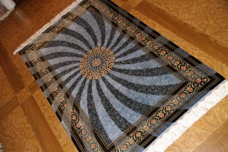 とても珍しい手織りペルシャ絨毯シルク100%,248387,