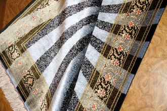 とても珍しい手織りペルシャ絨毯シルク100%,248387,