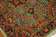 最高級手織りペルシャ絨毯クムシルク玄関マット75117