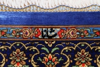 クムシルク手織りペルシャ絨毯ブルー色玄関マット401481