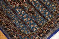 クムシルク手織りペルシャ絨毯ブルー色玄関マット401481