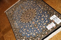 人気ブルーシルク玄関マットペルシャカーペット56026