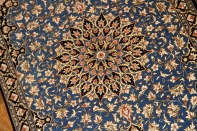 人気ブルーシルク玄関マットペルシャカーペット56026