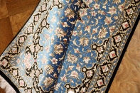 人気ブルーシルク玄関マットペルシャカーペット56026