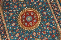 マンションの玄関マット、クムシルクペルシャ絨毯スカイブルー60037