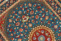 マンションの玄関マット、クムシルクペルシャ絨毯スカイブルー60037