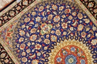 マンションの玄関マット、クムシルクペルシャ絨毯ブルー60039