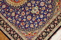 マンションの玄関マット、クムシルクペルシャ絨毯ブルー60039