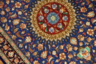 ブルー色の玄関マットマンションサイズ、手織りペルシャシルク絨毯60047