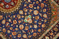 ブルー色の玄関マットマンションサイズ、手織りペルシャシルク絨毯60047