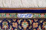 ブルー色の玄関マットマンションサイズ、手織りペルシャシルク絨毯60047