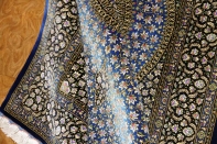 高級手織りペルシャ絨毯センターラグ、クムシルク60052