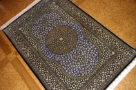 高級手織りペルシャ絨毯センターラグ、クムシルク60052