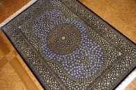 高級手織りペルシャ絨毯センターラグ、クムシルク60052