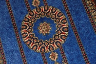 素敵なブルー色手織りペルシャ絨毯クムシルク玄関マット75140