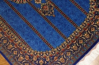 素敵なブルー色手織りペルシャ絨毯クムシルク玄関マット75140