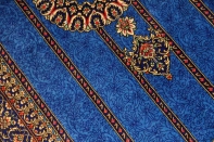 素敵なブルー色手織りペルシャ絨毯クムシルク玄関マット75140