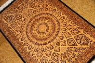 輝きのシルク手織りペルシャ絨毯玄関マット398861