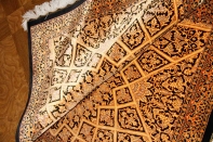 輝きのシルク手織りペルシャ絨毯玄関マット398861