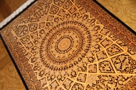 輝きのシルク手織りペルシャ絨毯玄関マット398861