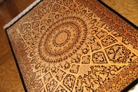 輝きのシルク手織りペルシャ絨毯玄関マット398861