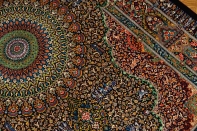 ジャムシディー有名工房センターラグ、手織りペルシャ絨毯60025