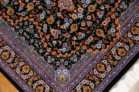 クムシルク手織りペルシャ絨毯素敵な紺色玄関マット75142