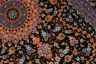 クムシルク手織りペルシャ絨毯素敵な紺色玄関マット75142