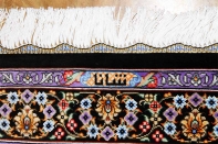 クムシルク手織りペルシャ絨毯素敵な紺色玄関マット75142