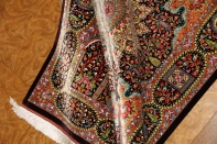 高級手織りペルシャ絨毯クムシルクの珍しいデザイン玄関マット60029